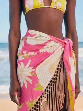 FARM Rio Pink Floral Tie Sarong